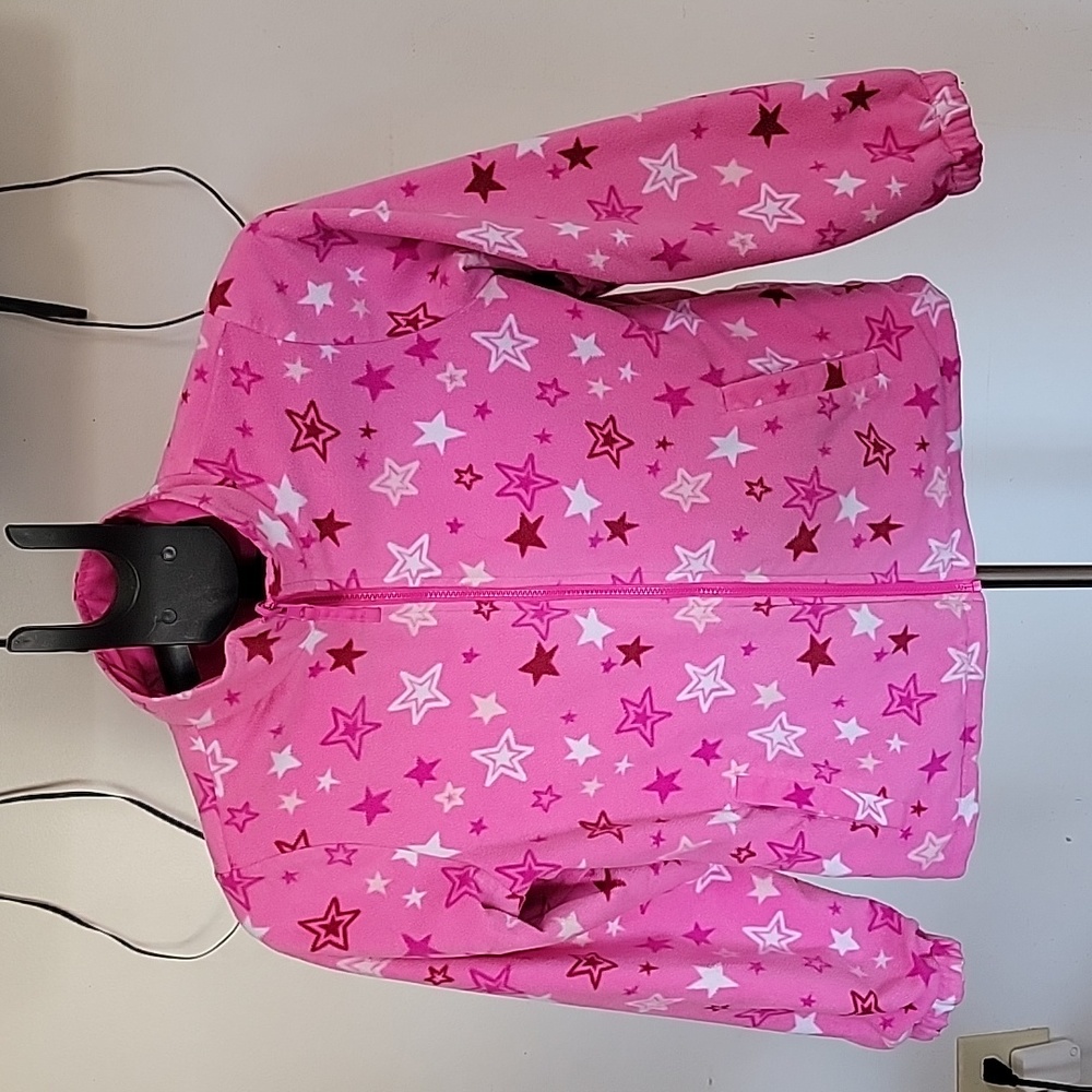Girl's Reversible Fleece/Rain Jacket, Colors Pink & White,  Size XL(14-16)